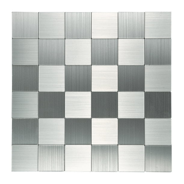 Pack of 10 Tiles 12x12 Brushed Stainless Steel in Square Art3d Peel and Stick Metal Backsplash Tile Pack of 10 Tiles 12x12 Brushed Stainless Steel in Square Art3d Peel and Stick Metal Backsplash Tile